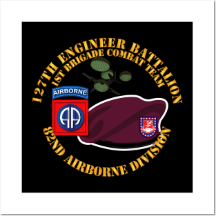 82nd Airborne Div - Beret - Mass Tac - Maroon  - 127th Engineer Bn Posters and Art